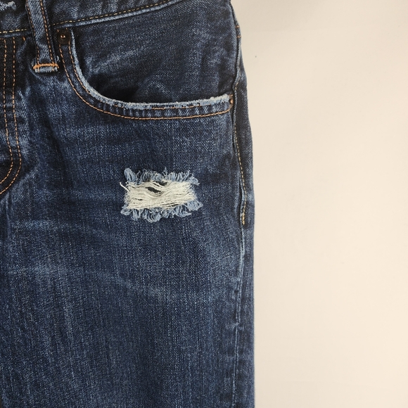 Abercrombie & Fitch Jeans Men 28x30 Slim Straight Button Fly Distress Dark Denim - Picture 4 of 13